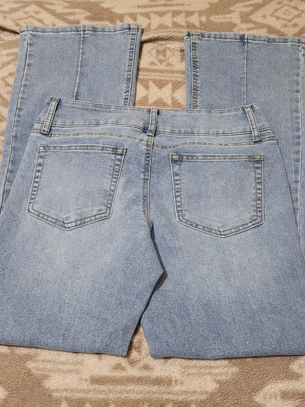 No Boundaries Light Blue Boot Cut Mid Rise Jeans. Front Pintuck Seam - Picture 5 of 8